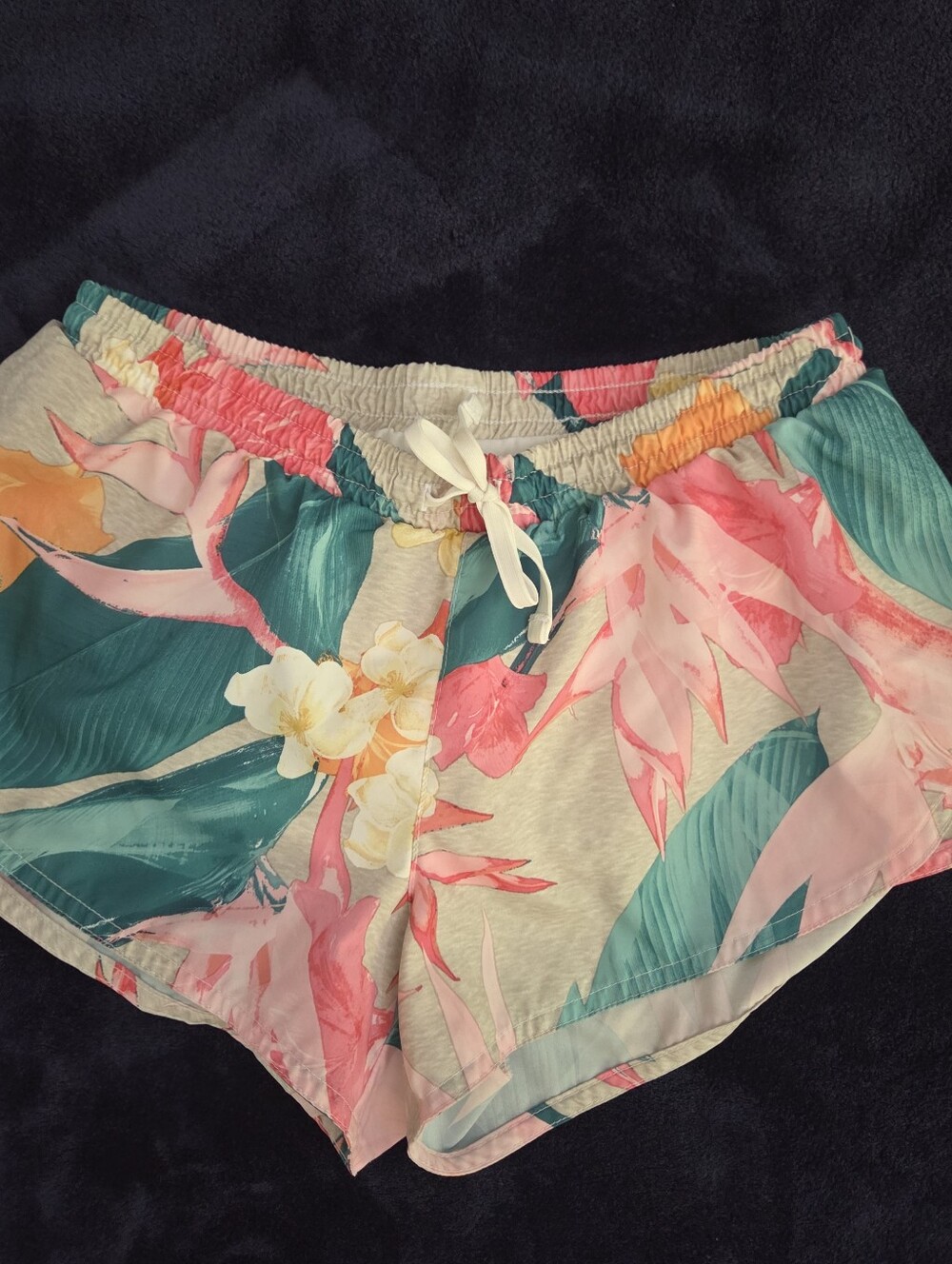 Old Navy Tropical Floral Athletic Shorts in Pink & Teal